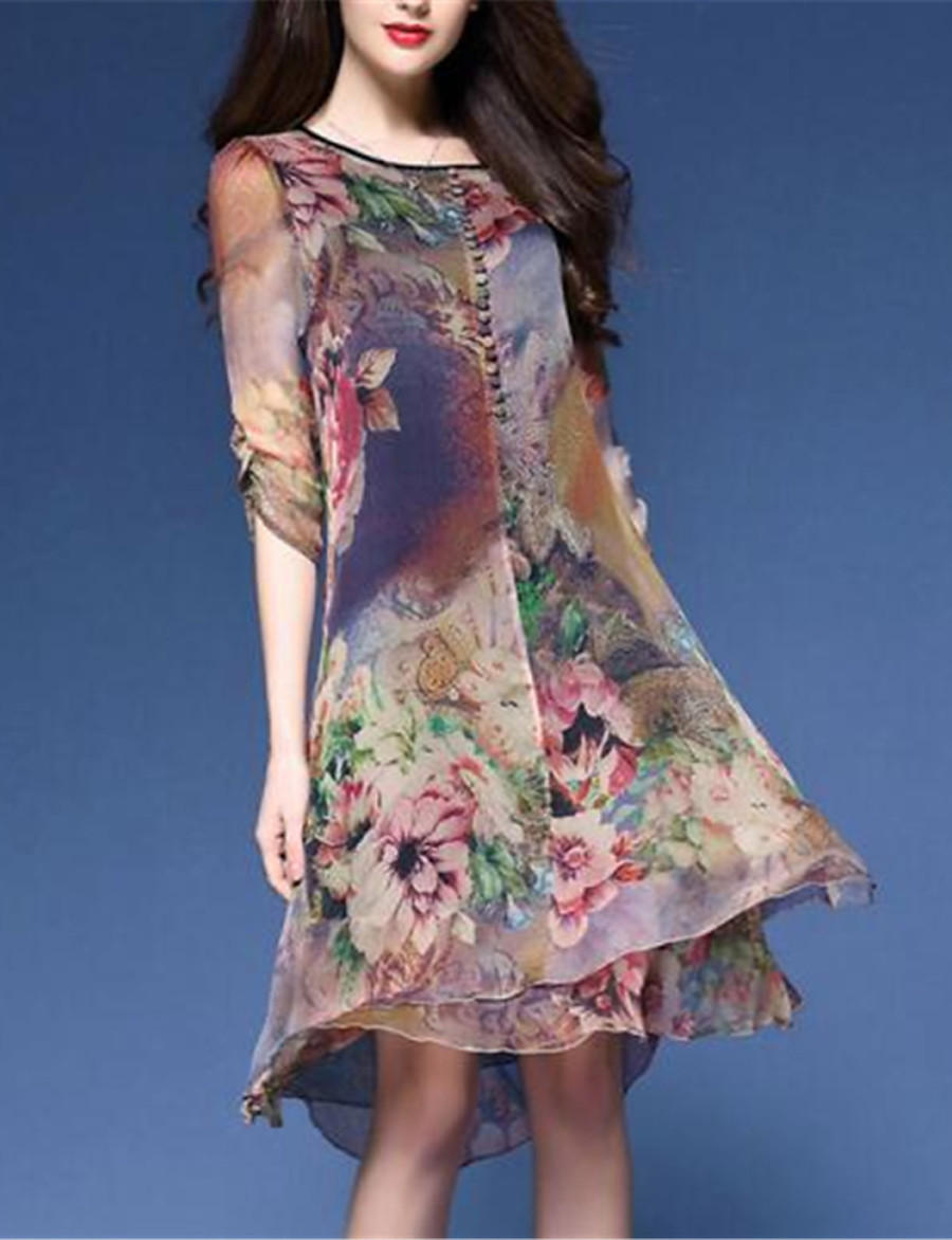 Фасоны платьев из шелка с цветочным принтом
