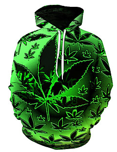 cheap -Men&#039;s Unisex Plus Size Pullover Hoodie Sweatshirt Trees / Leaves 3D Hooded Party Daily Holiday 3D Print Casual Country Hoodies Sweatshirts  Long Sleeve Black Green Purple Green