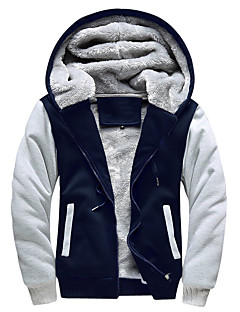 cheap -Men&#039;s Unisex Solid Color Splicing Zip Up Hoodie Sweatshirt Jacket Causal Daily Office Classic &amp; Timeless Warm Ups Hoodies Sweatshirts  Light Gray Black Dark Gray