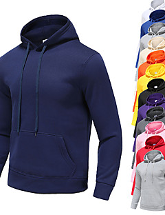 cheap -Men&#039;s Long Sleeve Hoodie Sweatshirt Top Street Casual Winter Fleece Thermal Warm Breathable Soft Fitness Gym Workout Performance Running Jogging Sportswear Solid Colored Normal White Black Purple Red