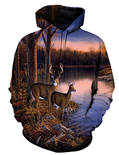 cheap -Men&#039;s Graphic Animal Pullover Hoodie Sweatshirt Hooded 3D Print Daily Going out Basic Casual Hoodies Sweatshirts  Long Sleeve Rainbow