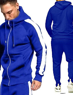 cheap -Men&#039;s 2 Piece Full Zip Casual Athleisure Tracksuit Sweatsuit 2pcs Long Sleeve Winter High Waist Thermal Warm Breathable Soft Cotton Fitness Gym Workout Running Jogging Sportswear Color Block Normal