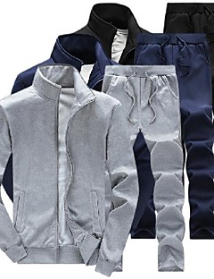 cheap -Men&#039;s 2 Piece Full Zip Tracksuit Sweatsuit Jogging Suit Street Casual 2pcs Winter Long Sleeve Thermal Warm Moisture Wicking Breathable Fitness Running Active Training Jogging Sportswear Solid Colored