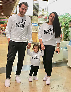 cheap -Family Look Tops Sweatshirt Letter White Long Sleeve Matching Outfits