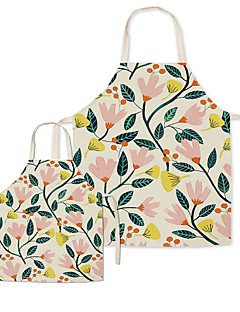 cheap -Family Look Aprons Family Gathering Floral Leaf Print Khaki Active Matching Outfits