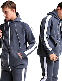 cheap -Men&#039;s 2 Piece Full Zip Tracksuit Sweatsuit Casual Athleisure 2pcs Winter Long Sleeve Breathable Sweat wicking Fitness Gym Workout Running Walking Jogging Sportswear Solid Colored Normal Hoodie Track