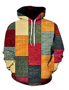 cheap -Men&#039;s Plaid Graphic Color Block Pullover Hoodie Sweatshirt Hooded Lace up 3D Print Casual Daily Holiday Sportswear Casual Snowflake Hoodies Sweatshirts  Long Sleeve Green Blue Purple