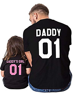 cheap -Family Look Cotton T shirt Daily Letter Print White Black Short Sleeve Active Matching Outfits / Fall / Summer / Casual