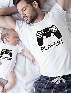 cheap -Dad and Son T shirt Daily Graphic Letter Print White Short Sleeve Active Matching Outfits / Fall / Summer / Casual