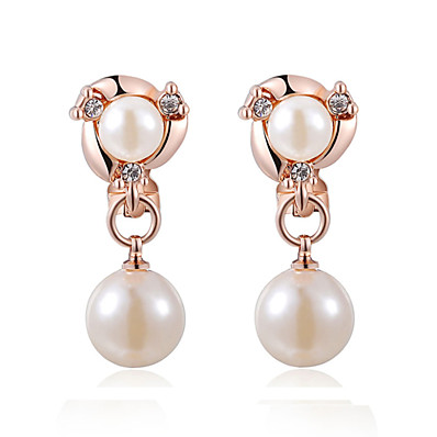 cheap Earrings-Women&#039;s Earrings Pearl Two Stone 18K Gold Plated Pearl Imitation Pearl Ladies Elegant everyday Earrings Jewelry Rose Gold / Silver For Wedding Masquerade Engagement Party Prom Promise