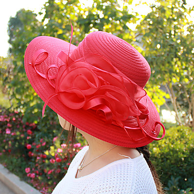 hesapli Aksesuarlar-Kadın&#039;s Zarif &amp; Lüks Parti Cadde Tatil Parti şapkası Solid Çiçekli Siyah Beyaz Şapka Taşınabilir Güneş Koruması Nefes Alabilir / Sevimli / Pembe / Sonbahar / Kış / Bahar