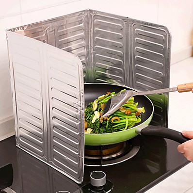 cheap Kitchen &amp; Dining-Aluminum Foil Kitchen Cooking Frying Pan Oil Splash Anti Splatter Guard Shield