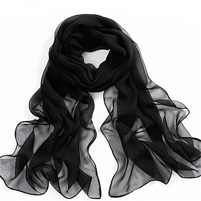 cheap Accessories-Women&#039;s Chiffon Scarf Wine Black Pink Street Daily Date Scarf Solid Colored / Winter / Spring / Summer / Mesh / Polyester