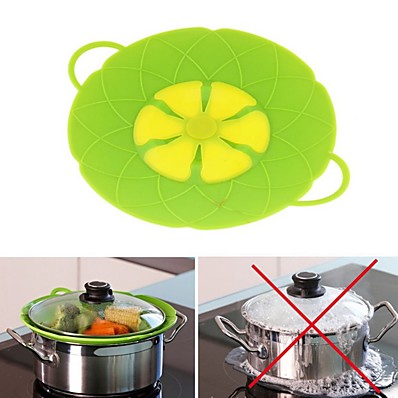 cheap Kitchen &amp; Dining-10.2inch Silicone Lid Spill Stopper Pot Cover for Pan Pot Flower Shape Cooking Tools