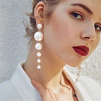 cheap Women&#039;s Jewelry-Women&#039;s Earrings Pearl Love Classic Imitation Pearl Statement Elegant Romantic Earrings Jewelry Beige / White For 1 Pair Party Daily Holiday