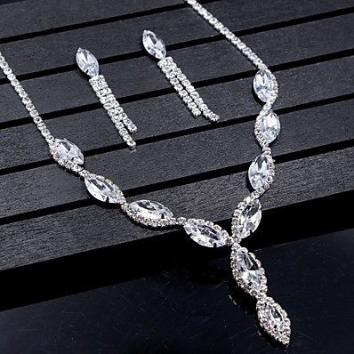 cheap Jewelry Sets-Women&#039;s Crystal Jewelry Set Drop Earrings Pendant Necklace Marquise Cut Drop Ladies Elegant Fashion Bridal everyday Earrings Jewelry Silver For Wedding Party Anniversary Congratulations Gift