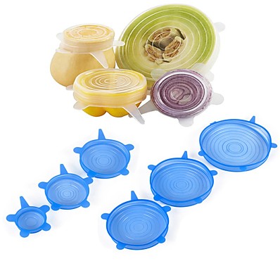 cheap Kitchen &amp; Dining-6Pcs Food Wraps Reusable Silicone Food Fresh Keeping Sealed Covers Silicone Seal Vacuum Stretch Lids Saran Wraps Organization