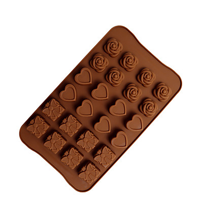 cheap Kitchen &amp; Dining-24 Hole Rose Love Silicone Mold Chocolate Bakeware Handmade DIY Cake Decoration Kitchen Bake Tools