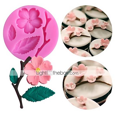 cheap Kitchen &amp; Dining-1PC Peach Blossom Shape Fondant Molds Cake Decorating Tools Chocolate Mold Soap Cake Stencils Kitchen DIY Tools