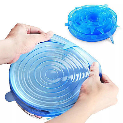 cheap Kitchen &amp; Dining-24 Pcs Silicone Stretch Lids Reusable Airtight Food Wrap Covers 12 Pcs 6 Pcs Keeping Fresh Seal Bowl Stretchy Wrap Cover Kitchen Cookware