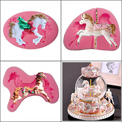 cheap Kitchen &amp; Dining-3D Carousel Cake Silicone Molds Fondant Cake Decorating Tools