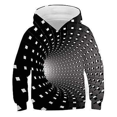 billige Drengetøj-Børn Drenge Hættetrøje og sweatshirt Pullover Påske Langærmet Grøn Blå Lilla 3D-udskrivning Trykt mønster Grafisk Geometrisk 3D Aktiv Gade Sej