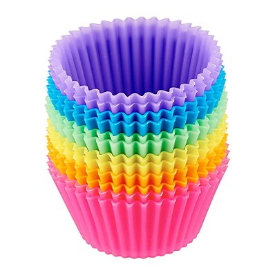 cheap Kitchen &amp; Dining-12 Pcs Reusable Silicone Baking Cups Nonstick Muffin Molds for Cake Balls Muffins Cupcakes