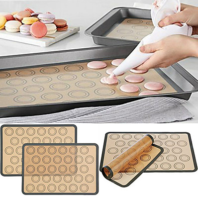 cheap Kitchen &amp; Dining-Baking Mat Non Stick Silicone Dough Macaroon Tray Oven Baking Fondant Pastry Mould Sheet Mat Pad 1Pc 29.5X42CM