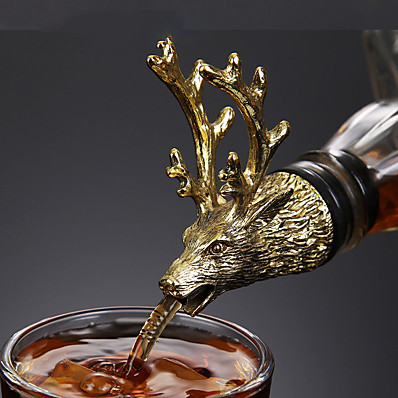 cheap Kitchen &amp; Dining-Wine Liquor Spirit Pourer Animal Head Stainless Steel Unique Bottle Stoppers Aerators Bar Tools