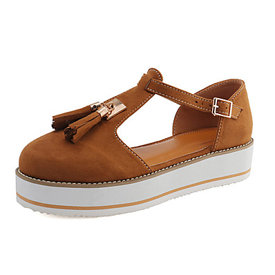 cheap Sandals-Women&#039;s Sandals Creepers Round Toe Casual Daily Office &amp; Career Suede Summer Black Yellow Blue