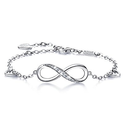 cheap Women&#039;s Jewelry-925 sterling silver bracele infinity endless love symbol charm adjustable gift for women girls (a- silver)