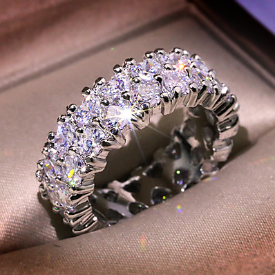 זול אביזרים-טבעת הטבעת זירקונה מעוקבת גיאומטרי כסף לב פליז 1 pc מתוק 6 7 8 9 10 / בגדי ריקוד נשים / חתונה