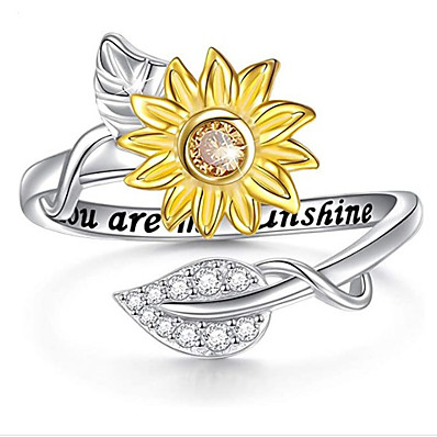 cheap Women&#039;s Jewelry-sunflower ring you are my sunshine stainless steel adjustable cubic zirconia cz jewelry for women girls size 8