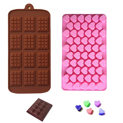 cheap Kitchen &amp; Dining-2sets Silicone Non-stick Chocolate Cake Love Heart Shaped Mold Bakeware Baking Jelly Ice Heart Mould Baking Gadgets