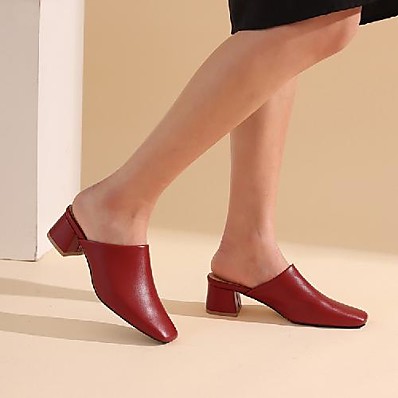 cheap Sandals-Women&#039;s Sandals Chunky Heel Square Toe Daily PU Synthetics White Black Red