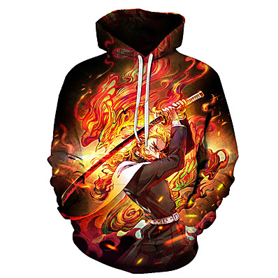 cheap Everyday Cosplay Anime Hoodies &amp; T-Shirts-Inspired by Demon Slayer Cosplay Costume Hoodie Cosplay 3D Polyester / Cotton Blend Hoodie Printing Harajuku Graphic For Men&#039;s / Women&#039;s