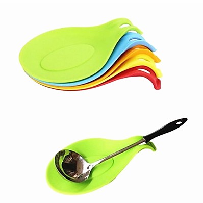 cheap Kitchen &amp; Dining-Silicone Spoon Insulation Mat 8pcs Silicone Heat Resistant Placemat Drink Glass Coaster Tray Spoon Pad Kitchen Tool Random Color for Restaurant Home Cook 5pcs 3pcs 1pc