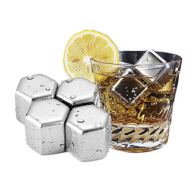 cheap Kitchen &amp; Dining-Ice Cube Set Whisky Stones Reusable Food Grade Bullet Shaped Stainless Steel Ice Cube Chilling Rock Wine Coffee Chiller Bar Chiller Tool 304 Stainless Steel