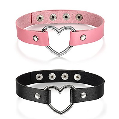 cheap Women&#039;s Jewelry-1pc punk heart charm leather collar choker necklace adjustable 13&quot;- 15.7&quot;