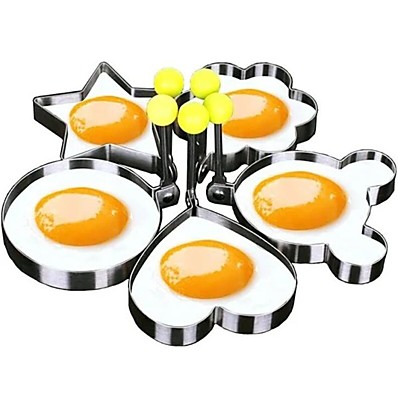 cheap Kitchen &amp; Dining-5 Pieces Set Fried Egg Mold Pancake Rings Shaped Omelette Mold Mould Frying Egg Cooking Tools Kitchen Supplies Accessories Gadget