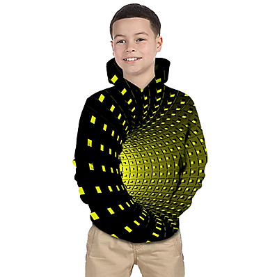 billige Drengetøj-Børn Baby Drenge Hættetrøje og sweatshirt Langærmet Galakse Geometrisk 3D Trykt mønster Blå Lilla Rød Børn Toppe Aktiv Basale