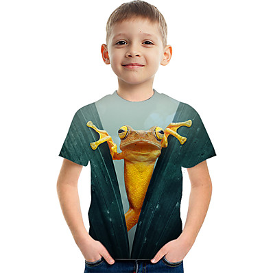 billige Drengetøj-Børn Drenge T-shirt Kortærmet Regnbue 3D-udskrivning Dyr Skole Daglig Indendørs Aktiv 3-12 år / Sommer