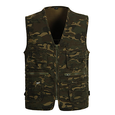 cheap Hunting &amp; Nature-Men&#039;s Fishing Vest Military Tactical Vest Hiking Vest Outdoor Autumn / Fall Spring Waterproof Ultra Light (UL) Fast Dry Multi-Pockets Top Camo Polyester Camping / Hiking Hunting Fishing Grey