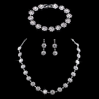 cheap Women&#039;s Jewelry-Women&#039;s Jewelry Set Bridal Jewelry Sets Flower Tennis Chain Elegant Fashion European Earrings Jewelry Silver For 1 set Wedding Anniversary Party Evening Gift Prom