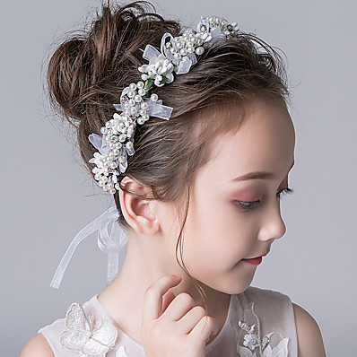 billige Tilbehør til barn-søt prinsesse bryllup hodeplagg blomst bryllup hår tilbehør perle rhinestone pannebånd brude bryllup tiaras for blomsterjente og kvinner
