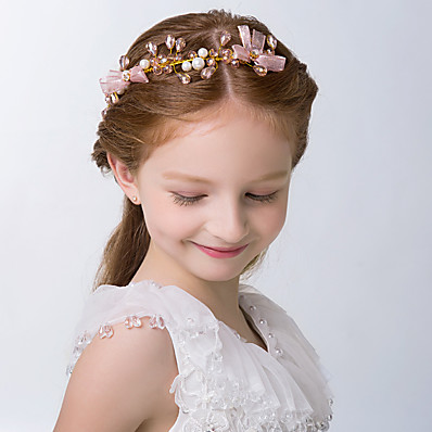 billige Tilbehør til barn-barn baby jenters nye barnehårtilbehør kronejente hodeplagg prinsesse pannebånd jentehode blomst bursdag show tilbehør rosa