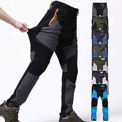 cheap Camping, Hiking &amp; Backpacking-Men&#039;s Hiking Pants Trousers Patchwork Summer Outdoor Windproof Water Resistant Quick Dry Stretch Nylon Spandex 3 Zipper Pocket Elastic Waist Pants / Trousers Bottoms Green / Black Khaki green Army