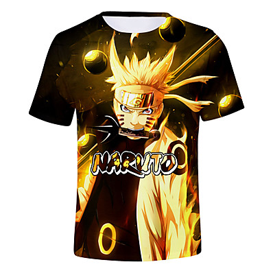 baratos Cosplay Para o Dia a Dia-Inspirado por Naruto Naruto Uzumaki Traje Cosplay Japonesa/Curta 100% Poliéster 3D Estampado Harajuku Arte Gráfica Camiseta Para Homens / Mulheres