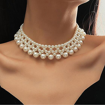 cheap Women&#039;s Jewelry-Women&#039;s Choker Necklace Imitation Pearl Simple Elegant Classic White 38+5 cm Necklace Jewelry 1pc For Birthday Party Festival