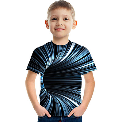 ieftine Haine de Băieți-Copii Băieți Tricou Manșon scurt Grafic 3D Print Bloc Culoare Curcubeu Copii Topuri Vară Activ Șic Stradă Sport 3-12 ani